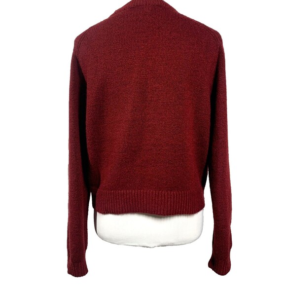 H&M Golden Button Burgundy Maroon Wool Blend Knit Cardigan Sweater Size L - Picture 3 of 7